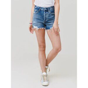 Agolde Women's Dee Vintage High Rise Denim Short Distressed Size 32 100% Cotton